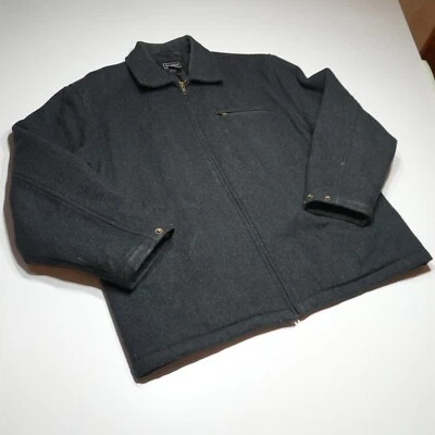 Camisa Chaqueta Haggar Para Hombre Mediana Negra Mezcla Lana Bolsillos con Cremallera Completamente Forrada Foto 1 de 4