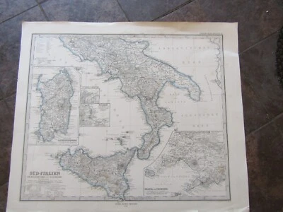 1876 Original Map of Italy and Sicily - Image 1 of 4