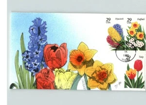 Beautiful Set of 2 Hand Painted SPRING FLOWERS; Lilacs, Daffodil, Iris, Tulip, H - Picture 1 of 2