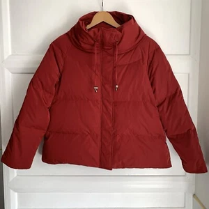 Wrap London Cropped Down Puffer Jacket Womens UK 12 Dark Red Coat - Picture 1 of 10