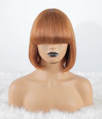 Faye swoop bang blonde 30 straight fringe european 100% human hair bob Wig - Image 1 of 4
