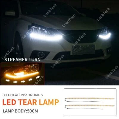 19.7" LED Strip Lights 2Pcs Turn Indicator Tear Eye Flexible Headlight DRL Strip - Image 1 of 4