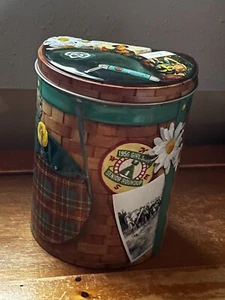 Girl Scouts Faux Backpack Basket Metal Tin Container w Green Straps – 6.25 inche - Picture 1 of 10
