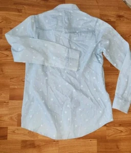 Camisa de manga larga a presión de algodón y centeno para mujer pequeña AZUL estrellas perla occidental - Imagen 1 de 9