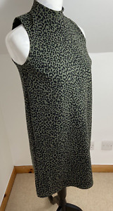 Primark Shift Dress Leopard Print Size 8 Green Short Stretchy High Neck Tunic