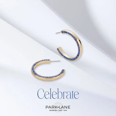 Park Lane CELEBRATE - Blue Crystal Hoop Post Earrings Retail $92 - Image 1 of 4