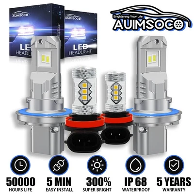 Para For Nissan Sentra 2004-2010 faro LED haz alto bajo+luces antiniebla 6000K — 第 1/4 张图片