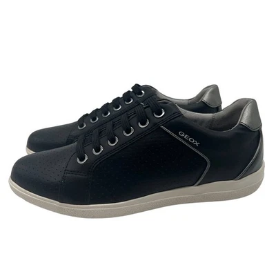 Tenis con cordones GEOX de cuero perforado talla 6 M Nihal negros Foto 1 de 4