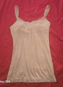 VINTAGE Abercrombie White Babydoll Layering Fitted Lace Tank Top Spaghetti XS - Picture 1 of 6