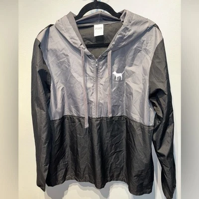 Розовый Victoria Secret SZ M/L черный и серый с капюшоном половина молнии с капюшоном ветровка - Изображение 1 из 4