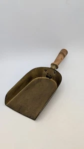 Vintage Short Wood Handle Brass Coal Shovel - Picture 1 of 22
