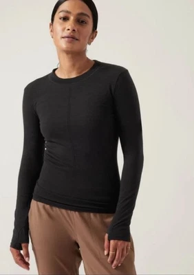 Athleta M Ascent Seamless Top Size Large  Black NEW - Image 1 of 3