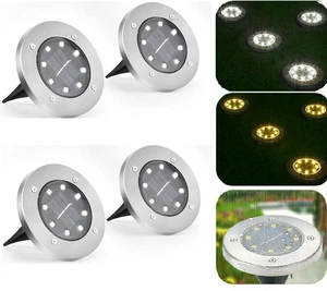Solar Powered LED Buried Inground Recessed Light Garden Outdoor Deck Path - Picture 1 of 9