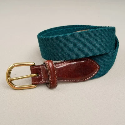 Cinturón Surcingle Vintage Talla 32 Verde Lana Cuero Latón Hebilla Años 90 80 Foto 1 de 4