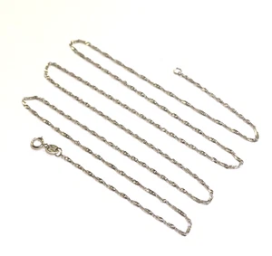 Collar de eslabones de cadena torcidos finos de oro blanco de 14K 1,4 g 22" 1,15 mm Estate Singapur - Imagen 1 de 5