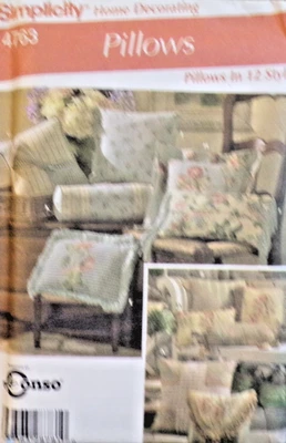 Simplicity Sewing Pattern 4763 Home Decorating Pillows 12 Styles OS FF UNCUT - Image 1 of 4