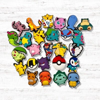 CROCYMATE 26pc Pokemon Shoe Charms For Crocs Anime Charms Boy Charms Pikachu Charms