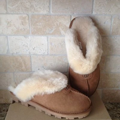 ZAPATOS SIN CORDONES UGG COQUETTE GAMUZA CASTAÑO PIEL DE OVEJA TALLA US 10 MUJER Foto 1 de 4