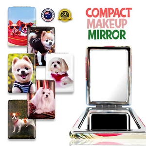 Compact Makeup Mirror Dogs & Puppies Folded Travel Magnifying Mirrors Two Sided - Picture 1 of 9
