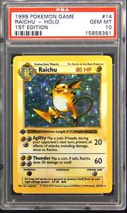 PSA 10 GEM Raichu Base Set 1st Edition Shadowless Holo Pokemon Card 12/102 PT1