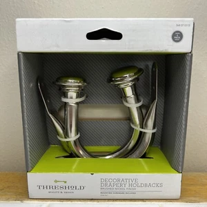 Threshold Decorative Drapery Holdbacks Set of 2 - Brushed Nickel. NEW in Box - Picture 1 of 2