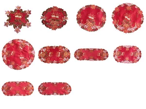 Stickerei, Tischdecke, Tischläufer, Weihnachten Kerzen mit Glocken Rot - Bild 1 von 11