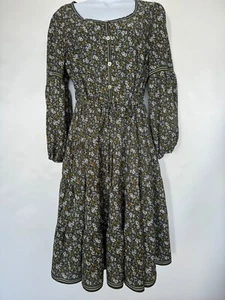 MaxStudio Womens M Green/White Ditzy CottageCore Tiered Knee Length Dress - Picture 1 of 11
