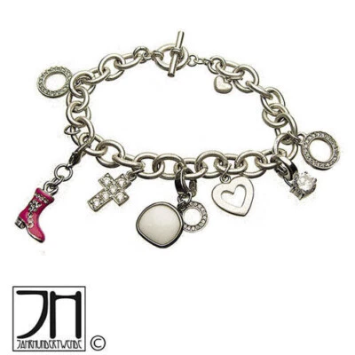 Bettel Armband Charms Anhänger Metall versilbert Kreuz Herz Ring - Bild 1 von 2