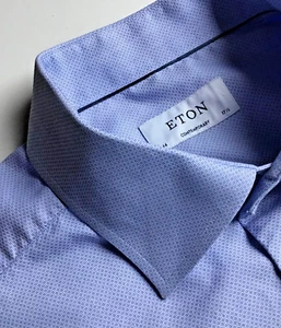 Camisa ETON Contemporánea, Elegante Azul Cielo Elegante Algodón Satinado Talla 17.5/44 - Imagen 1 de 10