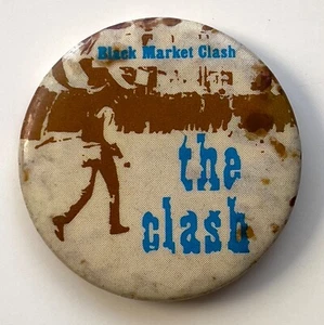 RARE Vintage 1980 THE CLASH Black Market pin promo button UK badge Joe Strummer - Picture 1 of 2