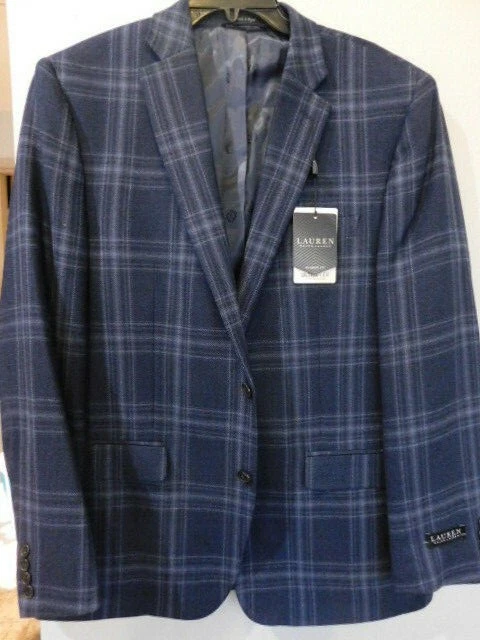 NUEVO CON ETIQUETAS Chaqueta Blazer Lauren Ralph Lauren Calce Clásico A Cuadros Lana Venta al por menor $375 Foto 1 de 1