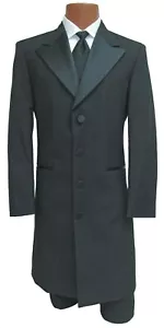 42L Hombre Negro Avalon Levita Abrigo Largo Western Plumero Disfraz Esmoquin Chaqueta - Imagen 1 de 4