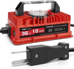 18 AMP 36 Volt Golf Cart Battery Charger for EZGO & Yamaha with Crowfoot Plug - Picture 1 of 9