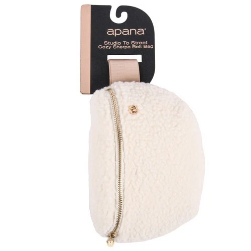 New-Apana Studio To Street Cozy Sherpa Belt Bag- White Nylon Strap Fanny Pack