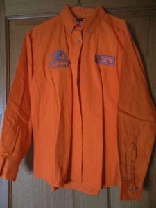 Women's logo'd Long Sleeve Western Work shirt Orange Button down collar S M L - Picture 1 of 5