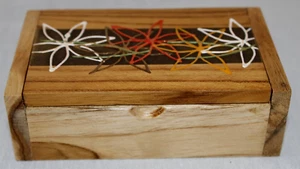 Handcrafted Natural Wood Trinket Jewelry Keepsake Box with Hinged Lid - Picture 1 of 14