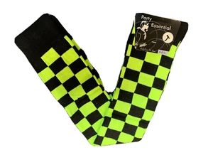 ✨ Ladies Women Black/Neon Green Square Checked Over The Knee Socks ✨ - Picture 1 of 1