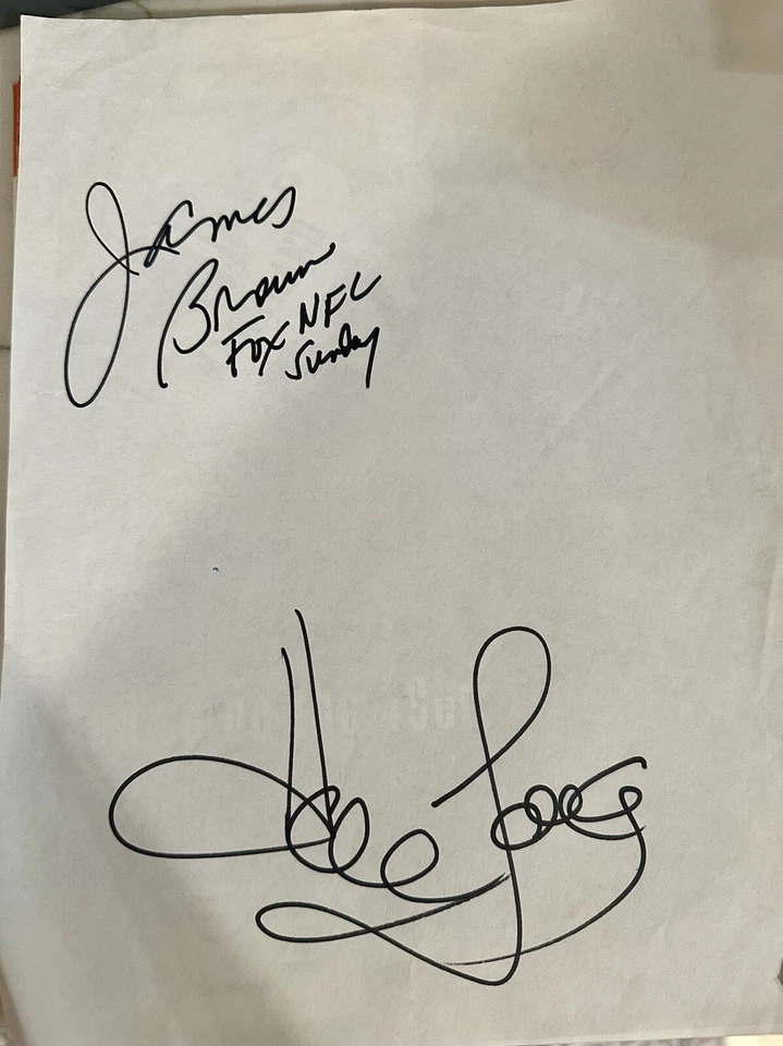 Howie Long and James Brown NFL Fox Oakland Raiders Signed Cut - Image 1 of 1