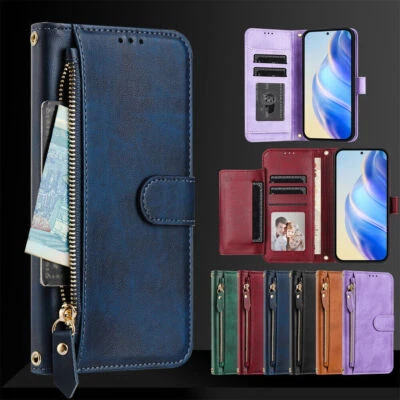 Zipper Leather Wallet Phone Case for Samsung A55 A15 A16 A06 A35 A53 A32 A24 A05 - Image 1 of 4
