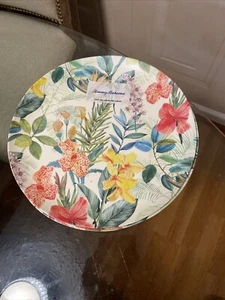 Brand New Set Of 4 TOMMY BAHAMA Melamine Dinner Plates 10.5” Tropical Flowers - Picture 1 of 6