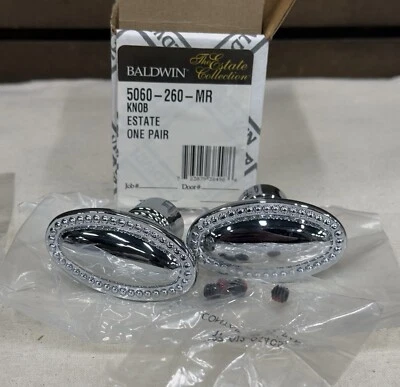 Par de perillas con cuentas Baldwin Estate 5060 en 260 cromo pulido 5060-260-MR nuevo Foto 1 de 4