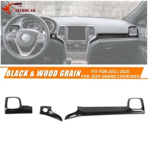 Cubiertas de tablero de consola central de grano de madera negra 3 piezas para Grand Cherokee 2011-20 - Imagen 1 de 12