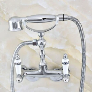 Grifo de ducha cromado montado en pared bañera en cascada con grifo mezclador de ducha de mano - Imagen 1 de 7