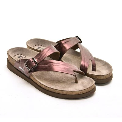 女士 Mephisto Helen Thong 滑鞋 凉鞋 41 / 10.5 金属色皮鞋 法国 — 第 1/4 张图片