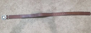 Vintage Texas Ranger Leather Belt w/ Fargo Silver Buckle USA 30-42 - Picture 1 of 5