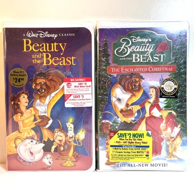 BEAUTY AND THE BEAST / THE ENCHANTED CHRISTMAS (VHS) Disney Animation NEW - Image 1 of 4