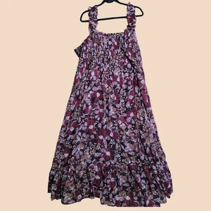 Maurices Kleid Damen Größe 4X Übergröße Blumen gesmokt Stufen Maxikleid NEU - Bild 1 von 8
