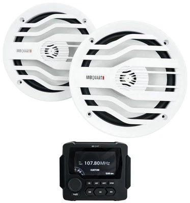 MB Quart GMR-LED Marine Receiver w/Bluetooth/USB+2) White MB Quart 6.5" Speakers