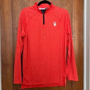 Spyder Active 1/4 Quarter Zip Quick Dry Lightweight Pullover Red Men's Medium - Picture 1 of 5