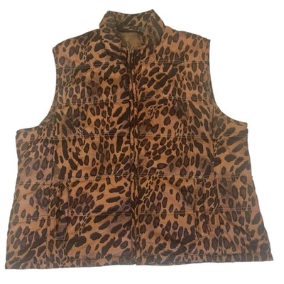 Chaleco acolchado Jane Ashley estampado de leopardo 2X talla grande Y2K estampado animal vintage Foto 1 de 4